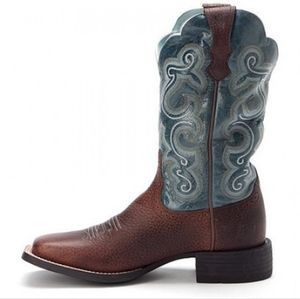 👢Ariat Rowdy Quickdraw leather women's cowboy boots Square toe Size B